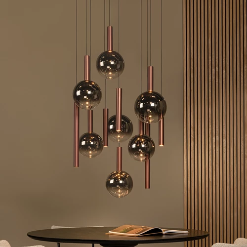 Lucide JASMINE - Pendant light - Ø 75 cm - LED Dim. - CCT - 12x4,5W 2200K/3300K - Copper | Premium - atmosphere 1